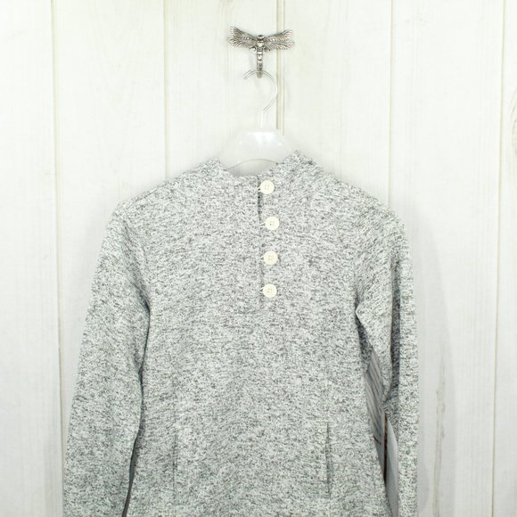 Columbia Heather Gray 1/4 Button Pullover Hooded Sweater Size M - Picture 4 of 12